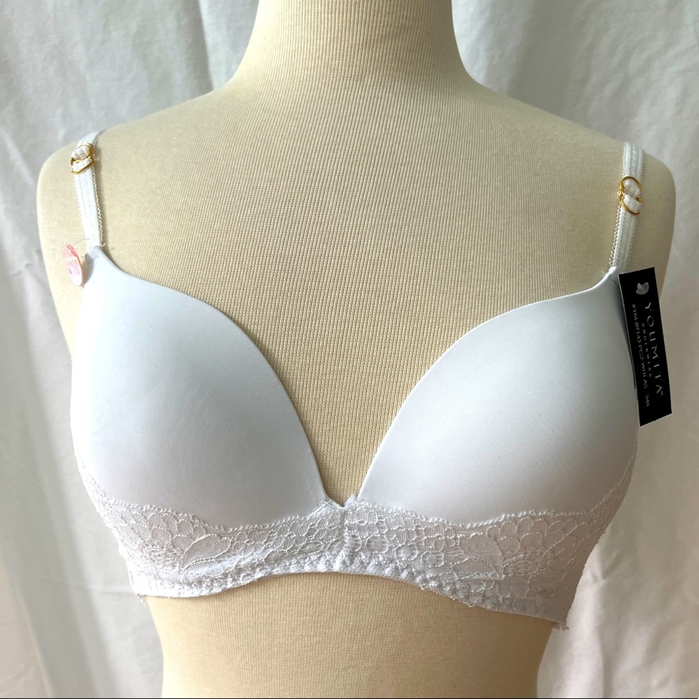 White Demi Bra Floral Lace Detail Light Push Up No wire